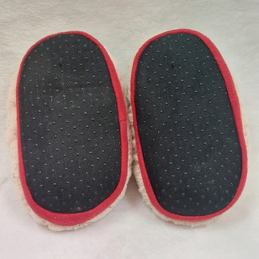 DEARFOAMS INFANT BABY BEAR RED SHERPA FAMILY HOLIDAY CHRISTMAS SLIPPERS SIZE 6-9